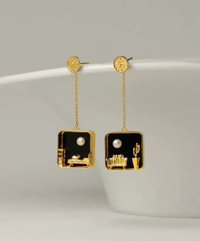 Green Earrings Sterling Coloured Art Drop Silver Glaze