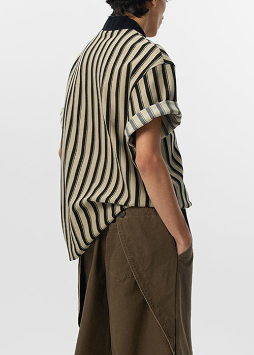 Shirt Grey Striped Art T Cotton Men Summer Letter