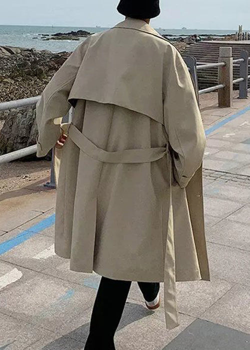 Art Khaki Double Breast Pockets Cotton Men Trench Spring YQ018