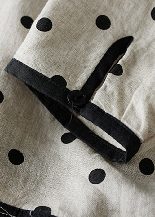 O Cotton Neck Spring Dot Button Shirts Art