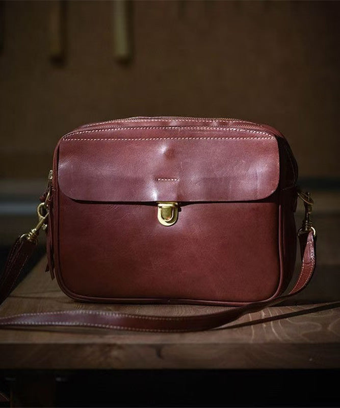 Versatile Cross-body Art Durable Bag Orange Leather