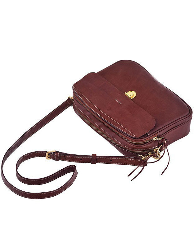 Versatile Cross-body Art Durable Bag Orange Leather