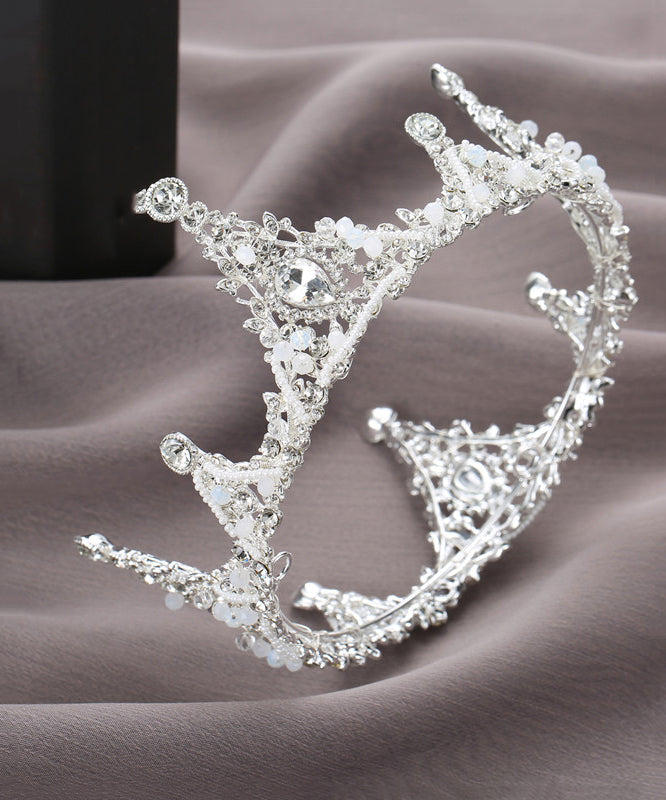 Couronne pour enfants en alliage rose avec perles en cristal de zircon incrustées IU044