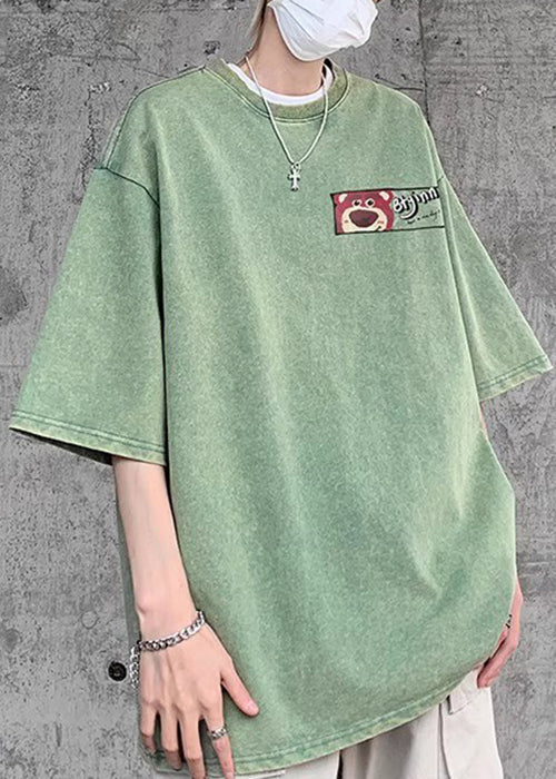 Art Cartoon Cotton Half T Shirts Sleeve Pink Men Print