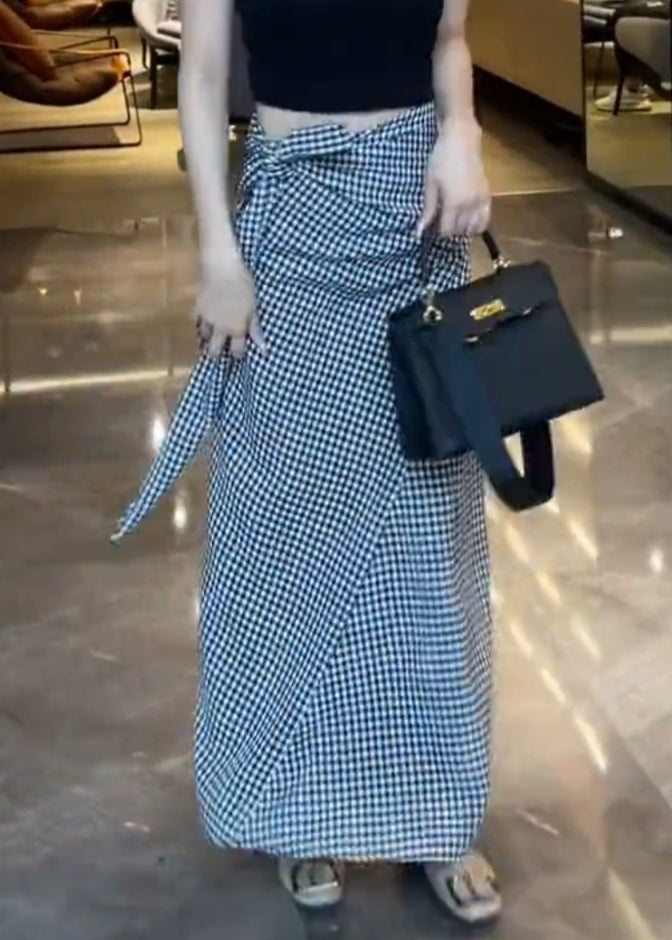 Waist Skirts Art Lace Cotton High Summer Up Plaid