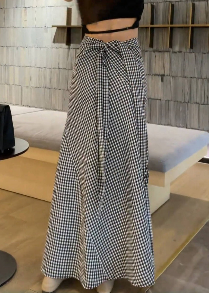 Waist Skirts Art Lace Cotton High Summer Up Plaid