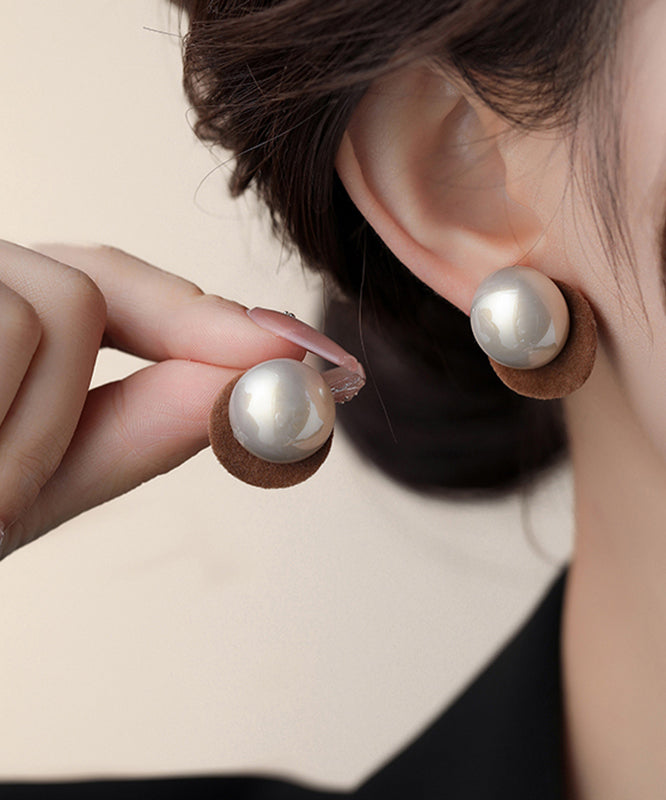 Red Earrings Sterling Pearl Stud Silver Art Flocking