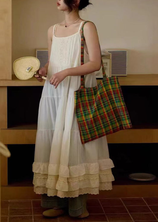 Summer Sundress Art White Patchwork Cotton Embroidered