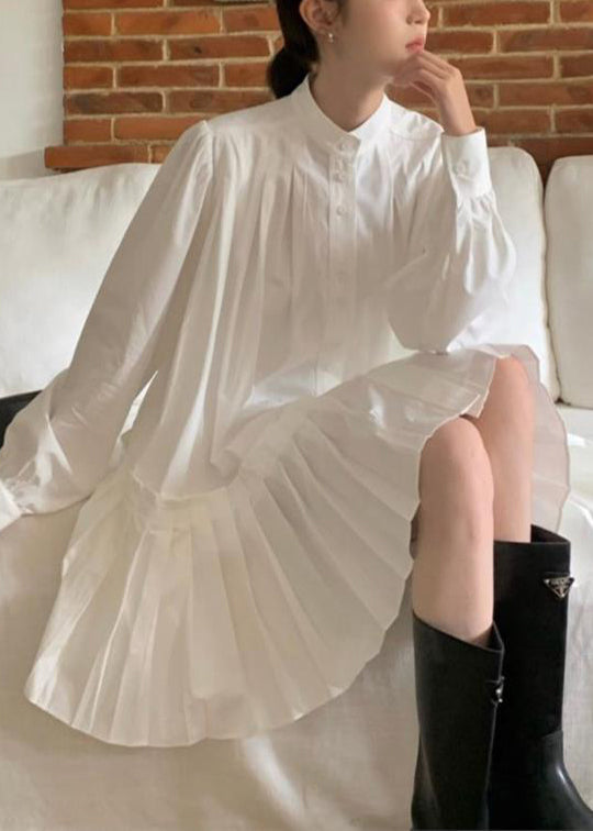 Art White Oversized Wrinkled Cotton Shirt Dress Spring TZ027