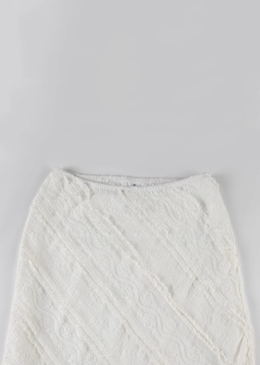 Skirts Summer Waist High Open Art White Lace Side