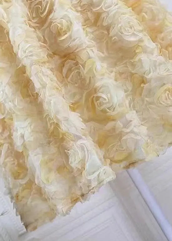 Art Yellow Gradient Floral Decorated Tulle Skirts Spring HA1016 Ada Fashion