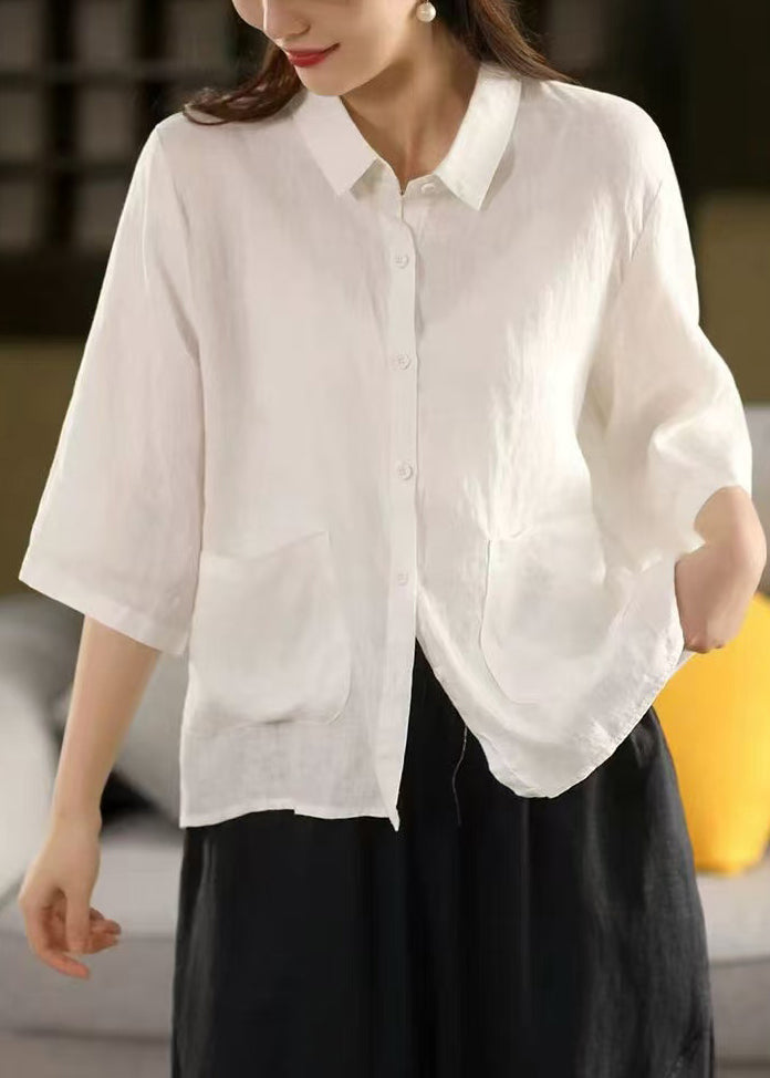 Linen Yellow Pockets Bracelet Peter Blouse Sleeve Pan Art Collar