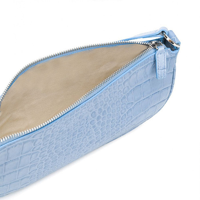 Blue Leather Baguette Bag