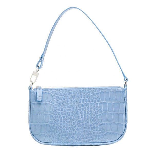 Blue Leather Baguette Bag