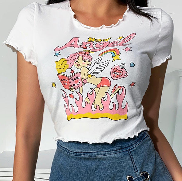 Cartoon Angel Girl Crop Top