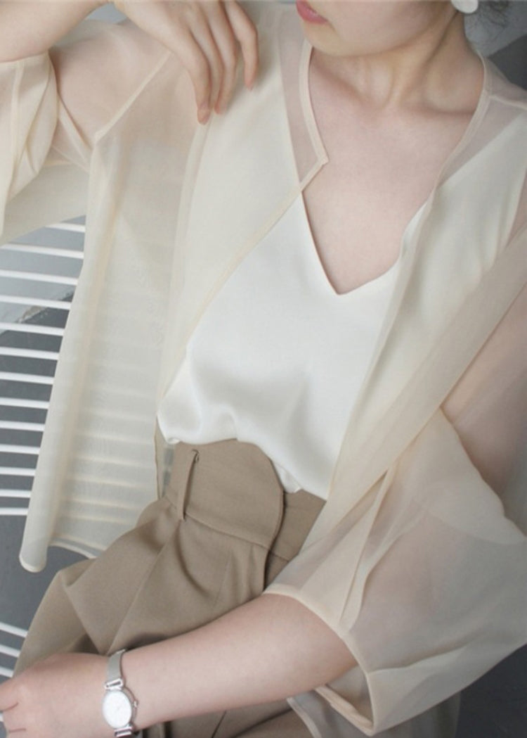 Beautiful Apricot Organza UPF 50+ Cardigans Summer TZ014