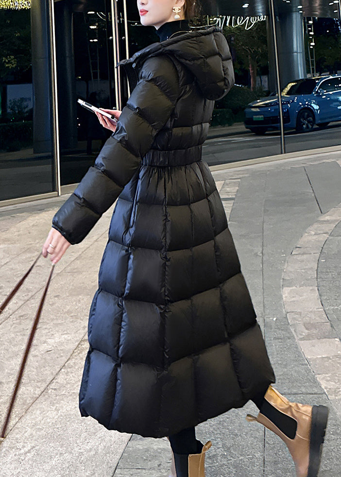 Beautiful Black Hooded Pockets Slim Fit Fine Cotton Filled Parka Winter TD042