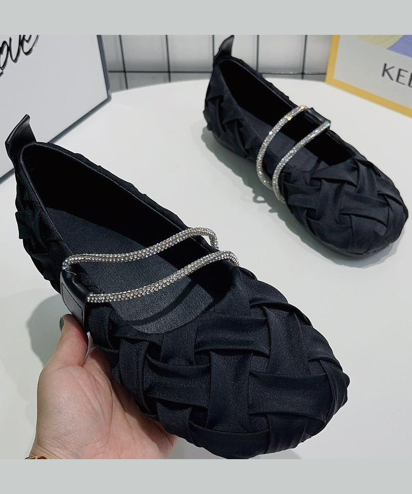 Beautiful Black Wrinkled Comfy Flat Shoes AP1045