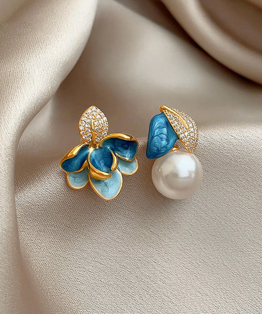 Drop Enamel Asymmetric BlueCopper Glaze Beautiful Pearl Zircon