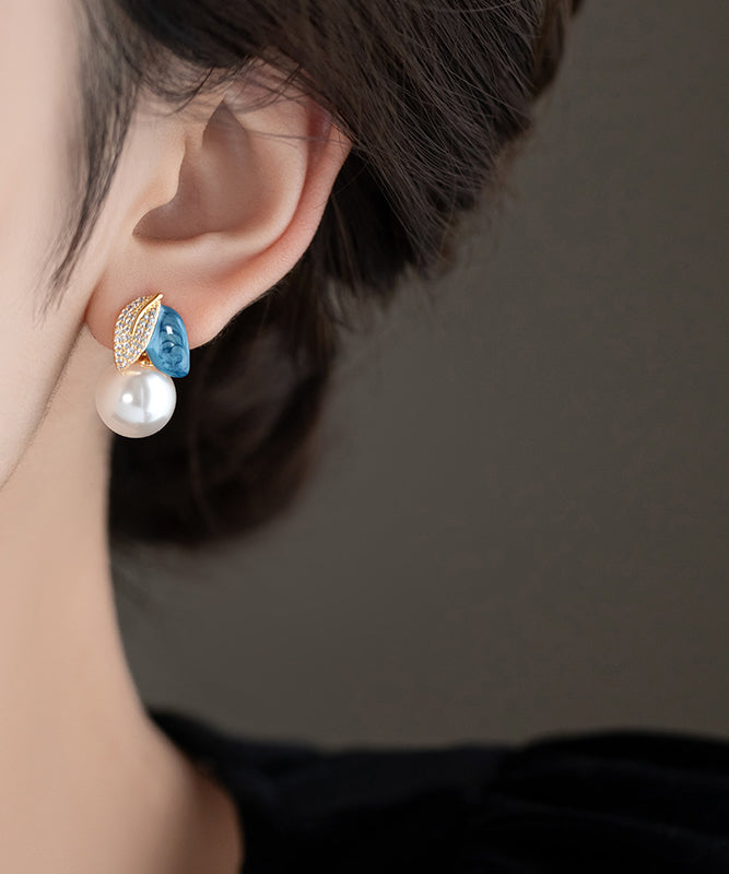 Drop Enamel Asymmetric BlueCopper Glaze Beautiful Pearl Zircon