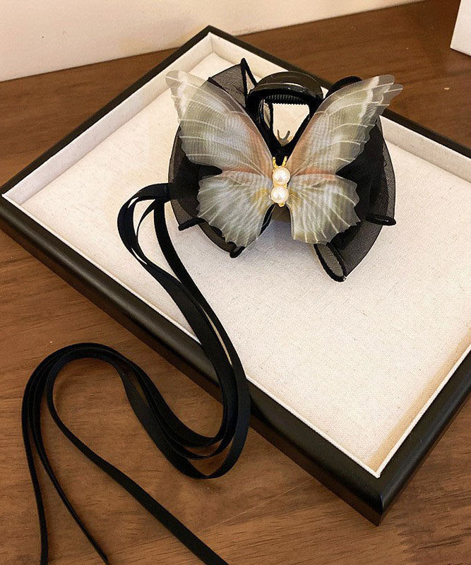 Hairpin Fabric Ribbon Green Acrylic Beautiful Pearl Bow