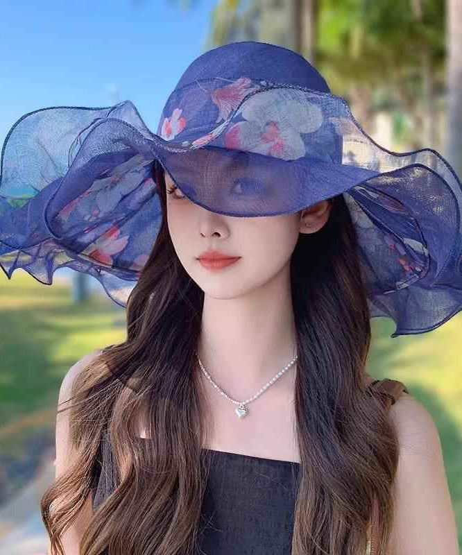 Ruffled Light Sun Hat Pink Print Beautiful Floppy