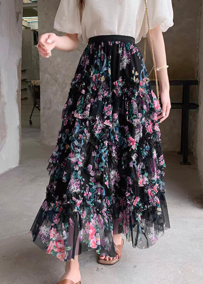 Pink Skirts Ruffled Tulle Beautiful Asymmetrical Patchwork