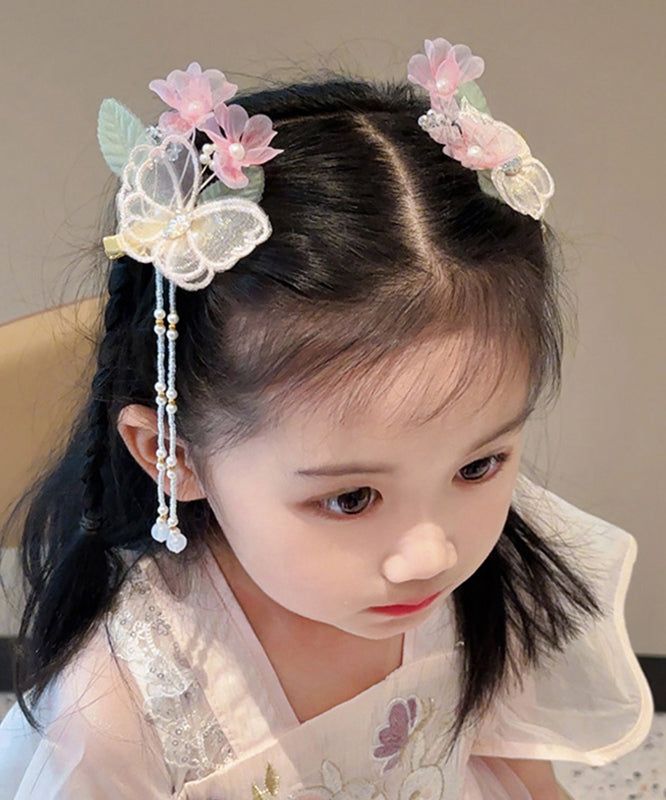 Beautiful Purple Alloy Butterfly Lotus Pearl Tassel Girls Hairpin YG024