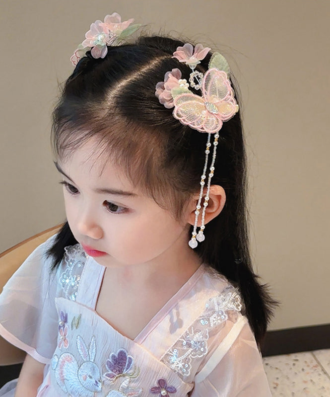 Beautiful Purple Alloy Butterfly Lotus Pearl Tassel Girls Hairpin YG024