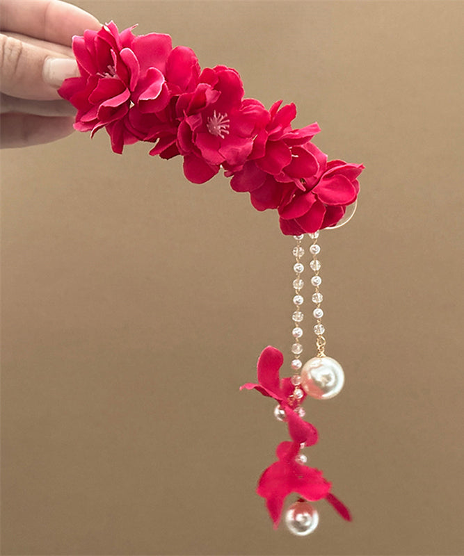 Tassel Floral Hairpin Pearl Purple Alloy Beading Beautiful