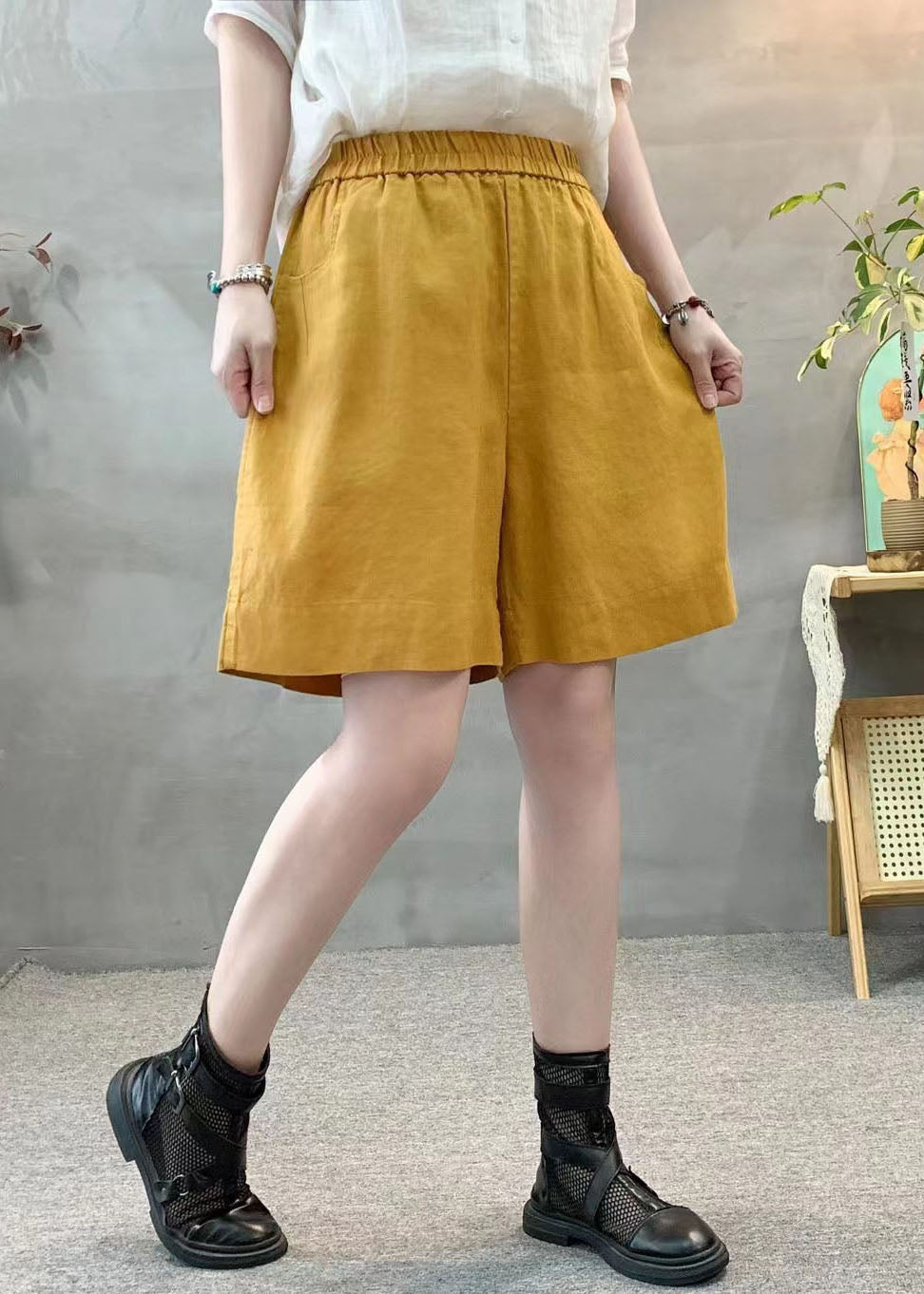 Beautiful Pants Purple Pockets Summer Shorts Oversized Linen