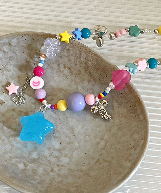 Resin Love Beads Pendant Copper Beautiful Tassel Necklace Rainbow