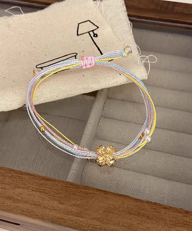Beautiful Multicolored Rainbow Bracelet Charm Floral Weaving