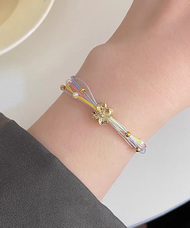 Beautiful Multicolored Rainbow Bracelet Charm Floral Weaving