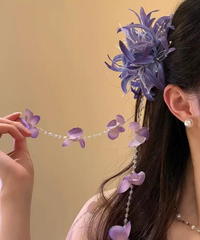 Tassel Floral Pearl Acrylic Red Beautiful Hairpin