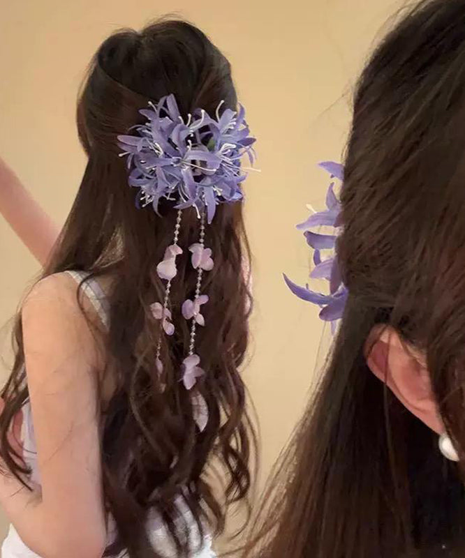 Tassel Floral Pearl Acrylic Red Beautiful Hairpin