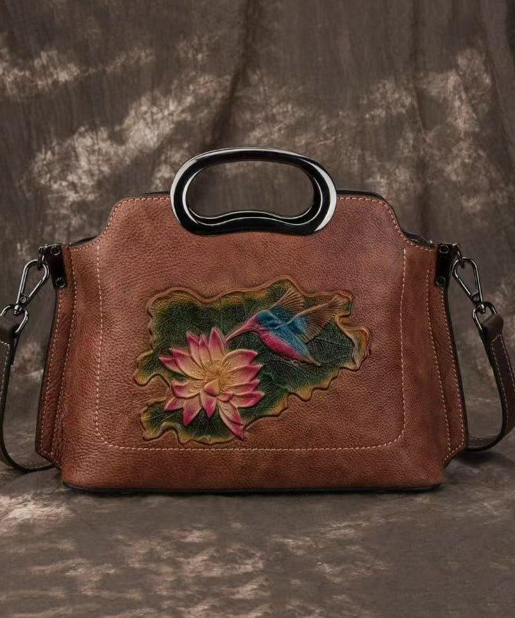 Handbag Embossed Red Leather Versatile Calf Tote Beautiful