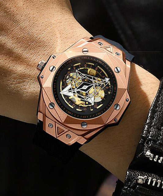 Automatic Gold Leather Rose Beautiful Out Machinery Hollow Fully