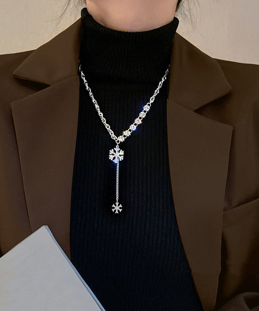 Pendant Necklace Alloy Silk Beautiful Zircon Snowflake