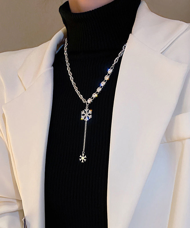 Pendant Necklace Alloy Silk Beautiful Zircon Snowflake