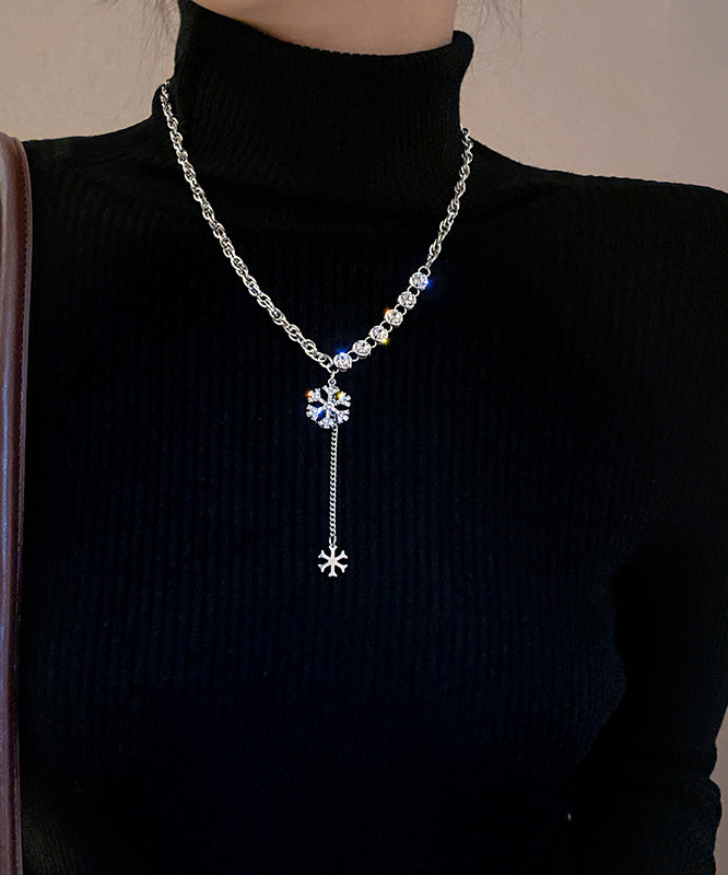 Pendant Necklace Alloy Silk Beautiful Zircon Snowflake