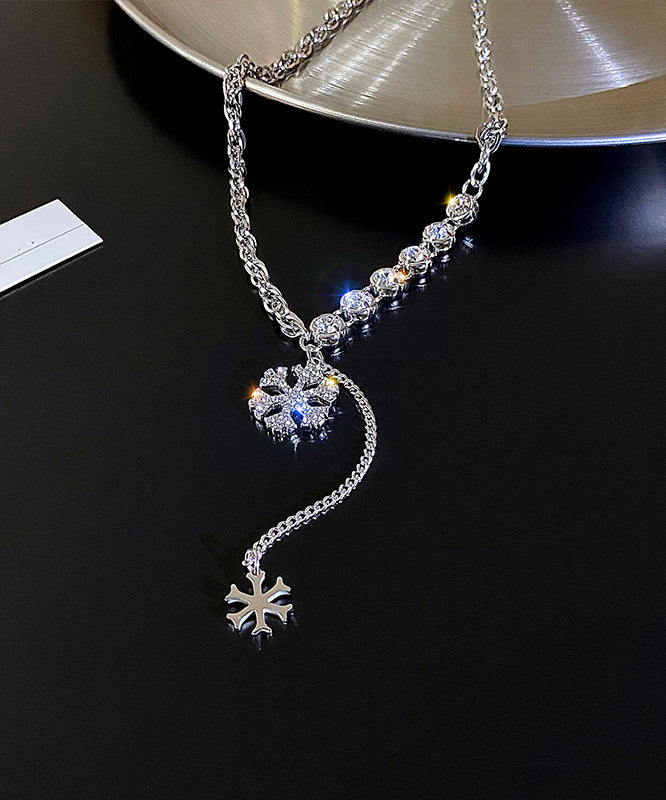 Pendant Necklace Alloy Silk Beautiful Zircon Snowflake