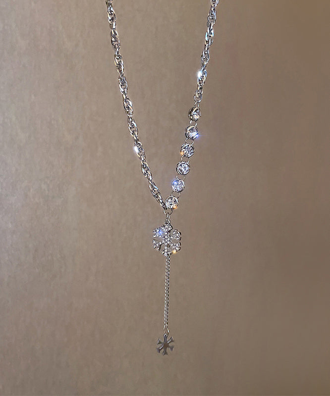 Pendant Necklace Alloy Silk Beautiful Zircon Snowflake