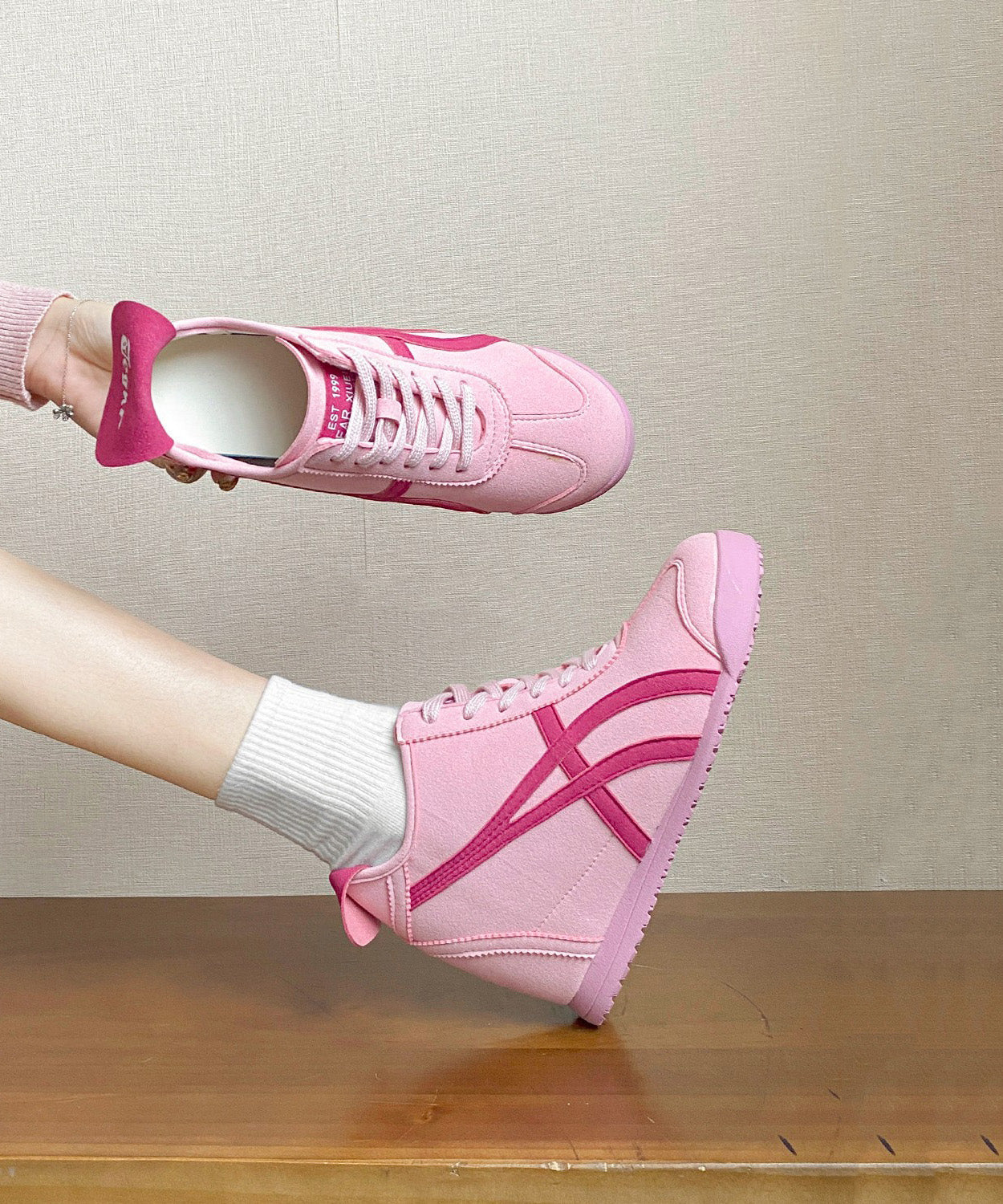 Faux Beautiful Heels Shoes Pink High Wedge Leather Splicing