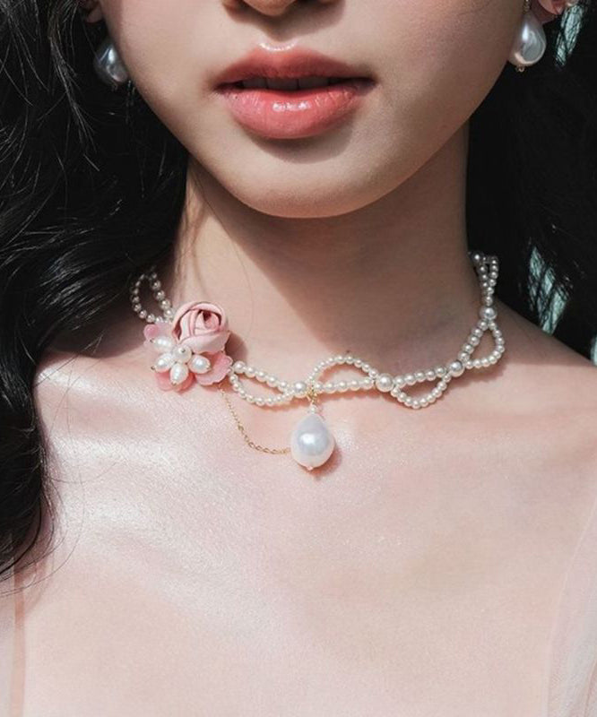 Gratuated Alloy Pearl White Beading Beautiful Bead Floral