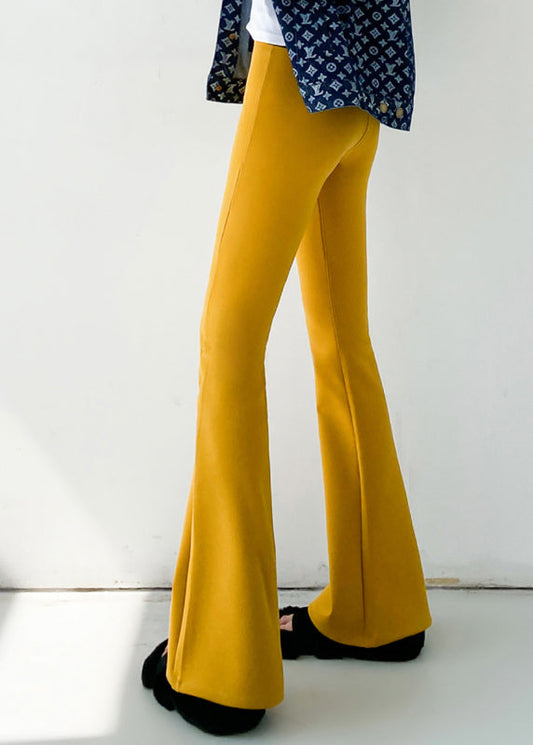 Beautiful Yellow High Waist Slim Fit Flared Trousers Spring YF008