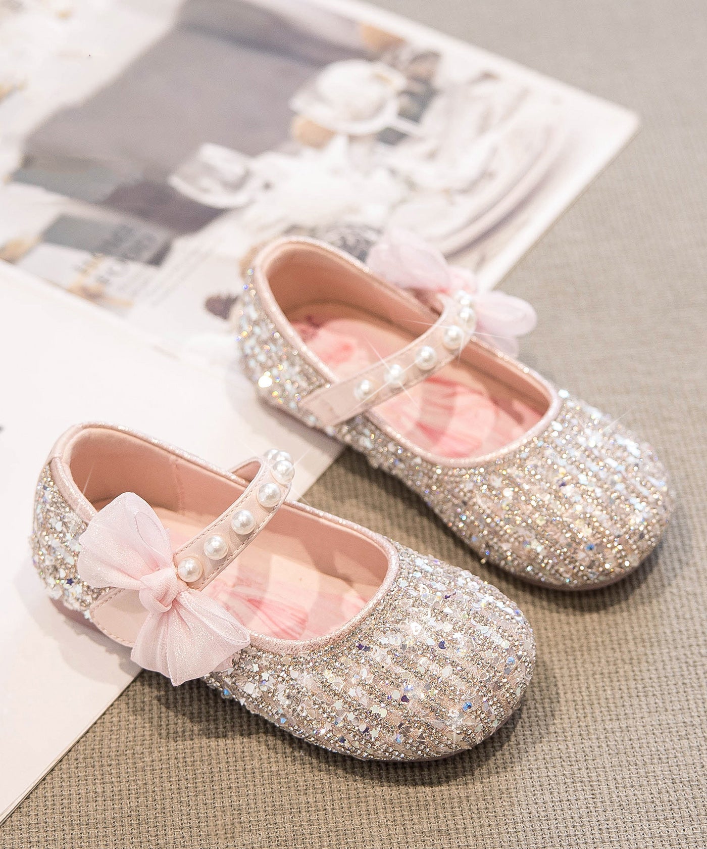 Bottom Soft New Beige 2025 Zircon Shoes Girls' Princess