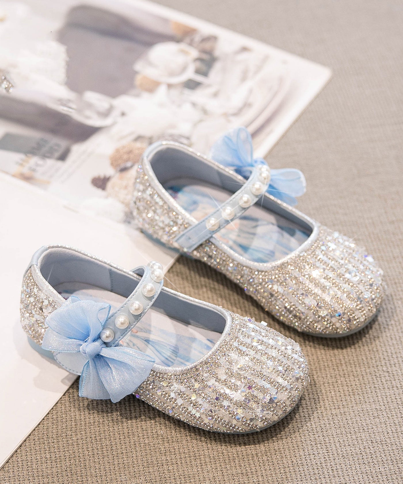 Bottom Soft New Beige 2025 Zircon Shoes Girls' Princess