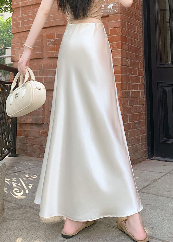 Design Skirts Beige Original Silk Waist Summer High