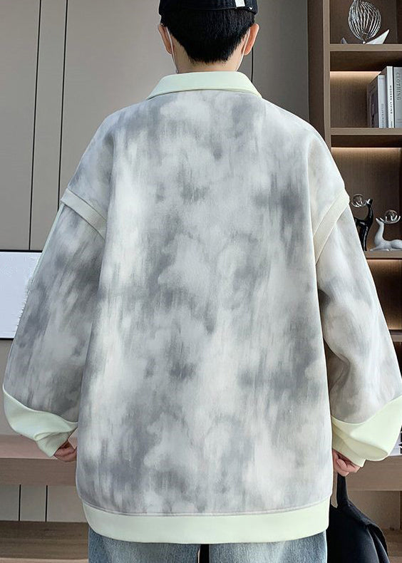 Patchwork Peter Beige Mens Sweatshirt Cotton Pan Two False Pieces